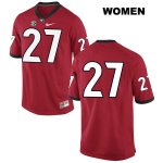 Women's Georgia Bulldogs NCAA #27 Nick Chubb Nike Stitched Red Authentic No Name College Football Jersey KTF3754QO